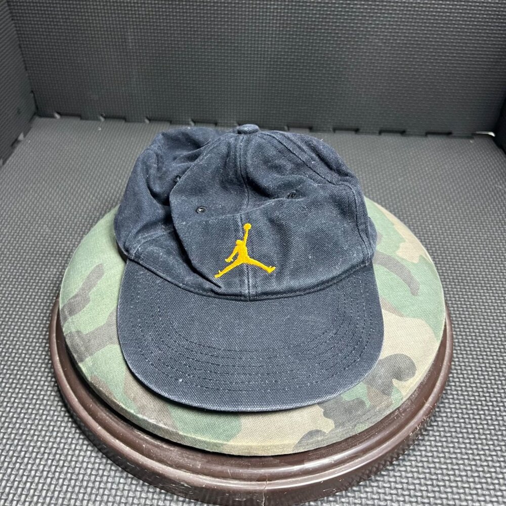 Air Jordan Childs Black Baseball Cap With Yellow Jumpman & Embroidered Sneaker D